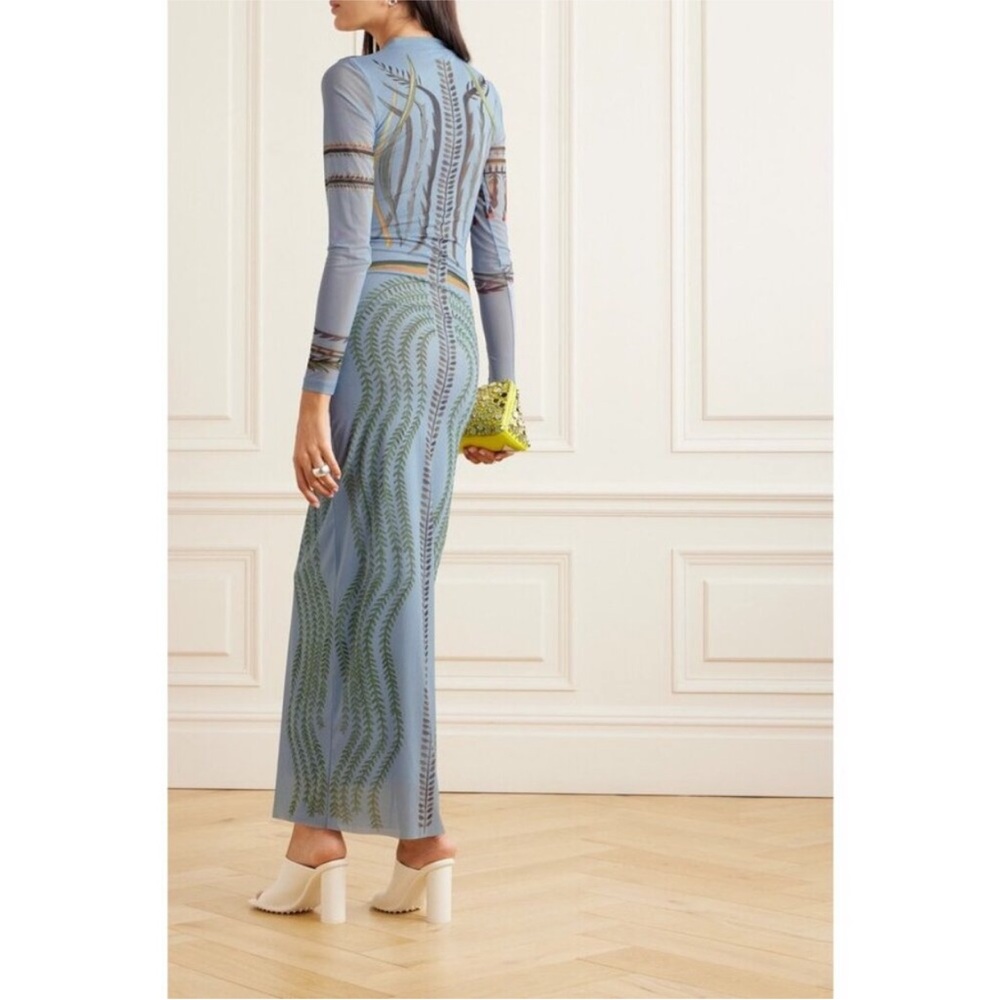 NWOT $1,475 Altuzarra Atalanti Printed Stretch-mesh Maxi Dress - Blue Size US6 - Picture 3 of 11